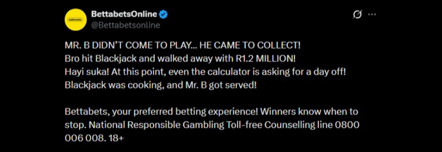 Twitter 1200K Bettabets Blackjack Win