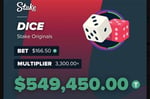 $550K Stake Originals Dice Win