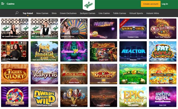 Mr Green Casino Interface Screenshot