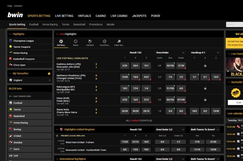 Bwin Sports screenshot