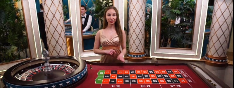 Woman Dealer at American Roulette Table