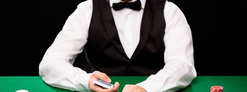 Casino hold'em dealer at the casino