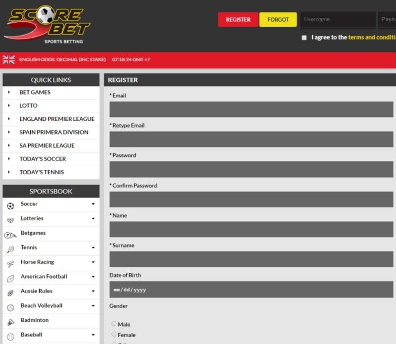 Scorebet bonus code signup page