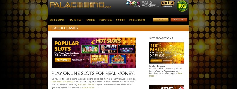 Pala Online Casino Homepage