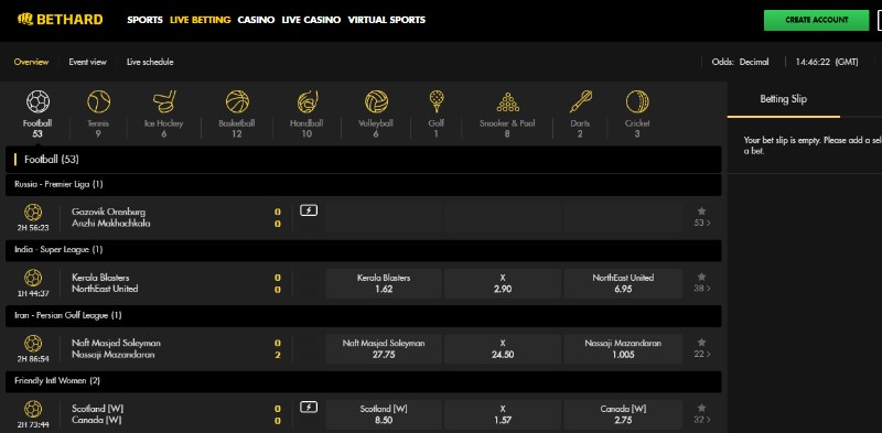 Bethard Live Betting Bethard Live Betting