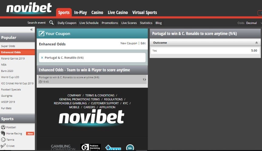 Novibet Enhanced Odds Novibet Enhanced Odds