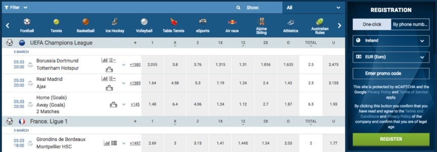 1xbet Football Betting