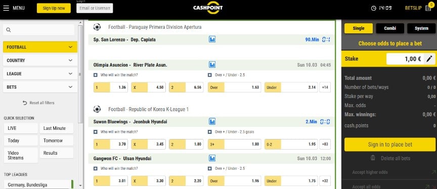 Cashpoint Football Betting