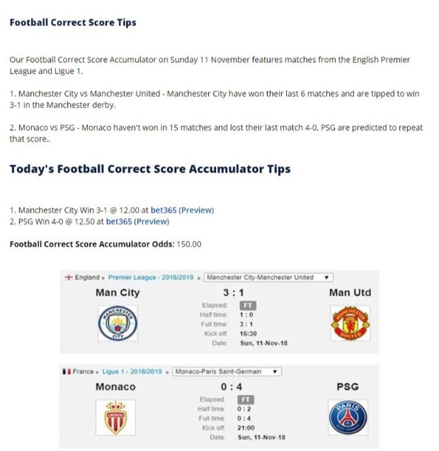 football correct score accumulator