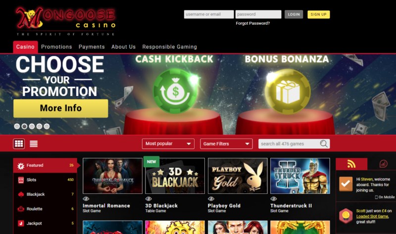 Mongoose Casino Review and Bonuses