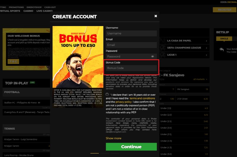 EnergyBet Bonus Codes, Offer & Promotions