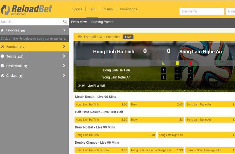 ReloadBet Live Betting