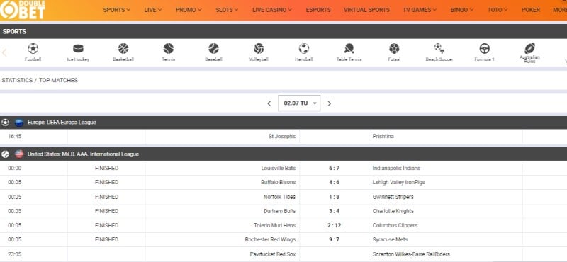 Doublebet Results and Stats