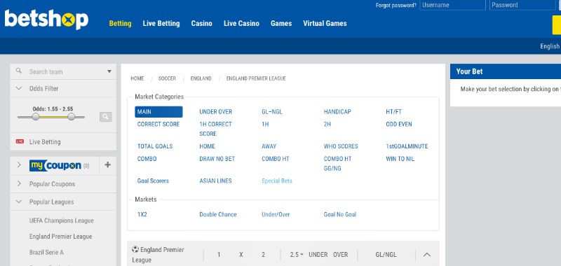 BetShop Odds Filter BetShop Odds Filter