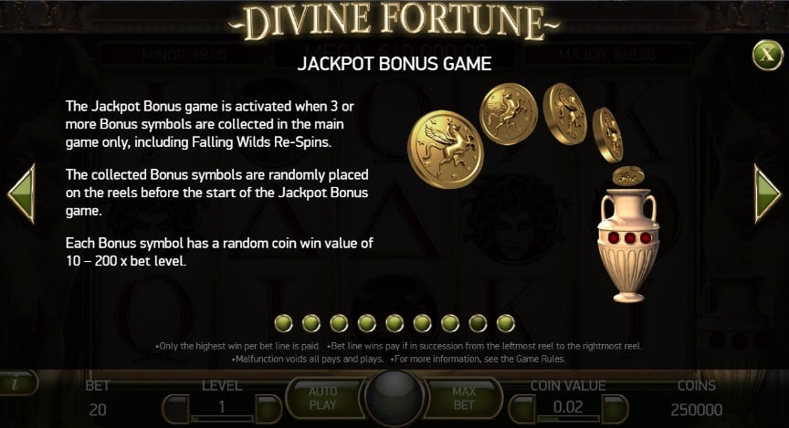 Divine Fortune Jackpot Bonus Round Divine Fortune Jackpot Bonus Round
