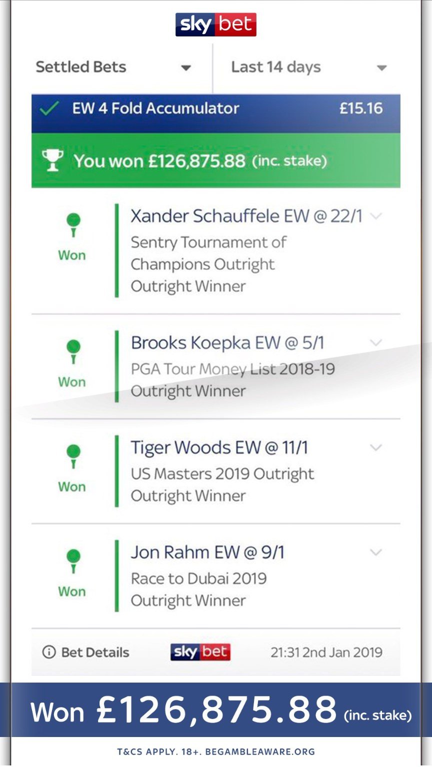 Sky Bet Customer Wins Big With Golf Accumulator