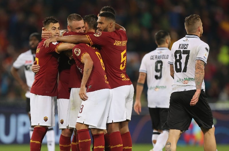 AS Roma celebrate PArma AS Roma celebrate PArma