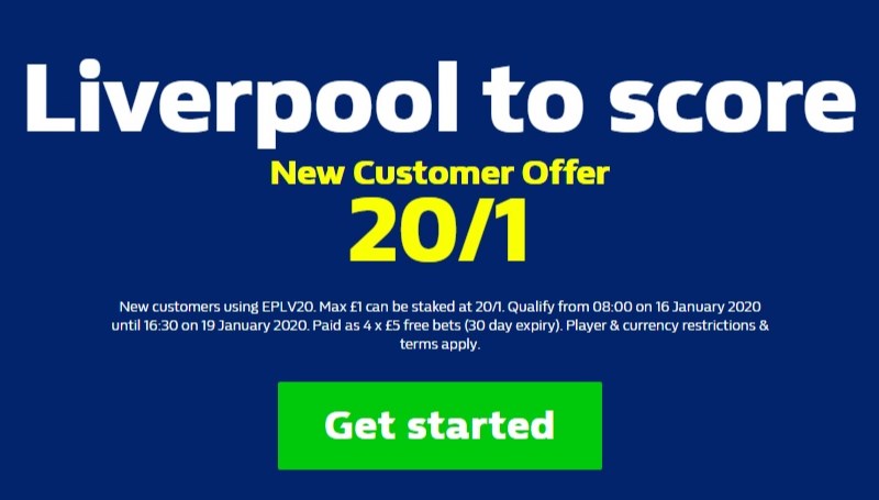 Get 20/1 on Liverpool to score vs Man United at William Hill!