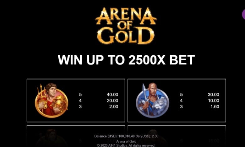 Arena of Gold Slots Paytable Arena of Gold Slots Paytable