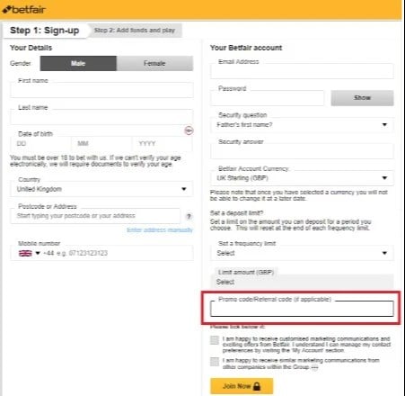 betfair promo code