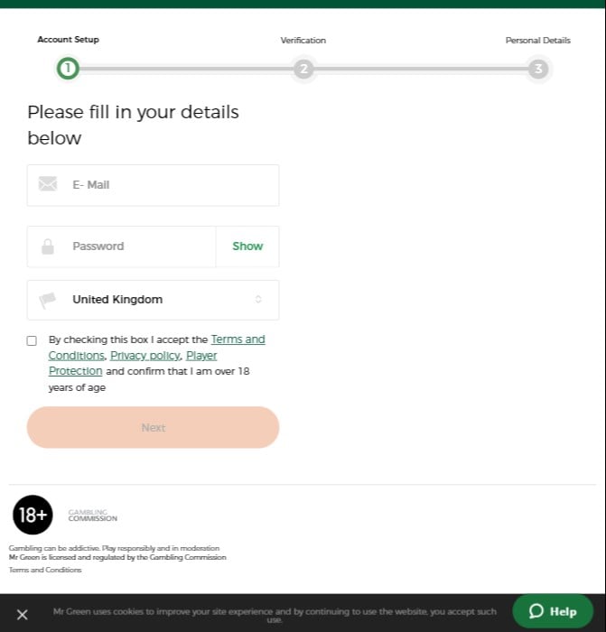 mr green sports sign up offer