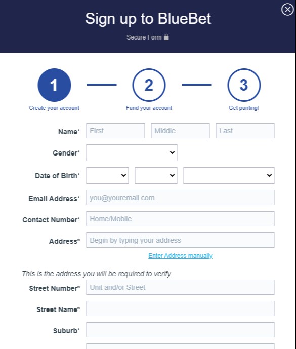 bluebet sign up offer