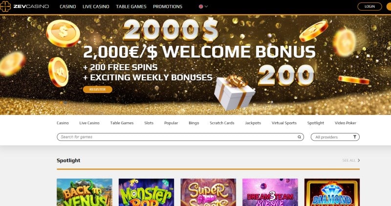 ZevCasino Homepage