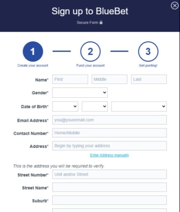 bluebet sign up offer