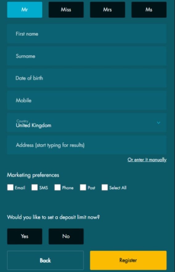 The Grosvenor Sports registration form is quick and easy to fill in. Getting the Grosvenor welcome offer takes less than two minutes!