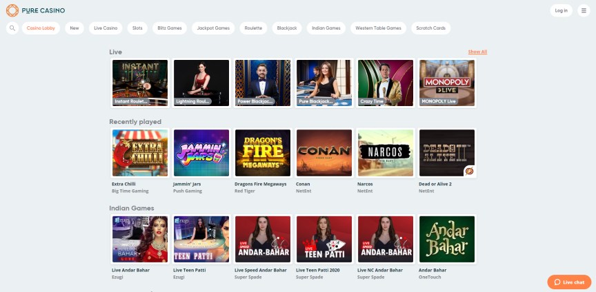 Pure Casino Home Page Pure Casino Home Page
