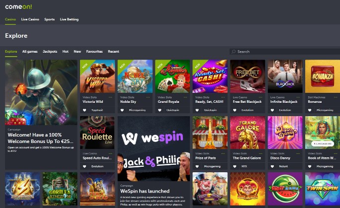 ComeOn Casino Home
