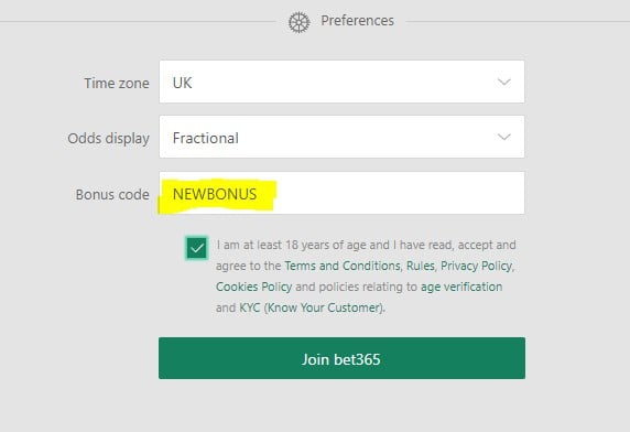 bet365 bonus code