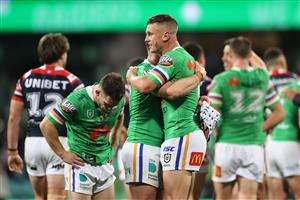 SYDNEY, AUSTRALIA - OCTOBER 09: Jack Wighton of the Raiders celebrates after winning the NRL Semi Final match between the Sydney Roosters and the Canberra Raiders at the Sydney Cricket Ground on October 09, 2020 in Sydney, Australia. (Photo by Cameron Spencer/Getty Images)