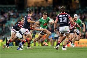SYDNEY, AUSTRALIA - OCTOBER 09: Jack Wighton of the Raiders makes a break during the NRL Semi Final match between the Sydney Roosters and the Canberra Raiders at the Sydney Cricket Ground on October 09, 2020 in Sydney, Australia. (Photo by Cameron Spencer/Getty Images)