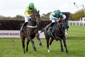 WINCANTON, ENGLAND - OCTOBER 15: Lilly Pinchin riding Follow The Swallow (R) clear the last to win The Over 40 Free RacingTV Club Days Handicap Chase at Wincanton Racecourse on October 15, 2020 in Wincanton, England. Owners are allowed to attend if they have a runner at the meeting otherwise racing remains behind closed doors to the public due to the Coronavirus pandemic. (Photo by Alan Crowhurst/Getty Images)