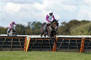WINCANTON, ENGLAND - OCTOBER 15: Harry Cobden riding Celestial Force clear the last to win The Bet At racingtv.com Novices' Hurdle at Wincanton Racecourse on October 15, 2020 in Wincanton, England. Owners are allowed to attend if they have a runner at the meeting otherwise racing remains behind closed doors to the public due to the Coronavirus pandemic. (Photo by Alan Crowhurst/Getty Images)