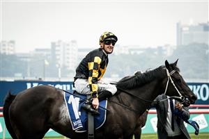 SYDNEY, AUSTRALIA - OCTOBER 17: Jason Collett wins race 5 The Kosciuszko during Sydney racing Everest Race Day at Royal Randwick Racecourse on October 17, 2020 in Sydney, Australia. (Photo by Hanna Lassen/Getty Images for Australian Turf Club)