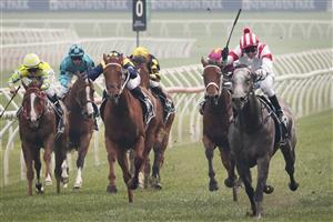 SYDNEY, AUSTRALIA - OCTOBER 17: Kerrin McEvoy on Classique Legend wins race 7 the TAB Everest during Sydney Racing at Royal Randwick Racecourse on October 17, 2020 in Sydney, Australia. (Photo by Mark Evans/Getty Images)