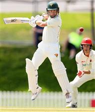 ADELAIDE, AUSTRALIA - OCTOBER 21: Jake Doran of the Tasmanian Tigers bast during day three of the Sheffield Shield match between South Australia and Tasmania at Karen Rolton Oval on October 21, 2020 in Adelaide, Australia. (Photo by Daniel Kalisz/Getty Images)