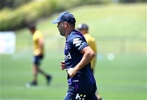 SUNSHINE COAST, AUSTRALIA - OCTOBER 21: Cameron Smith is seen during a Melbourne Storm NRL training session at Sunshine Coast Stadium on October 21, 2020 in Sunshine Coast, Australia. (Photo by Bradley Kanaris/Getty Images)