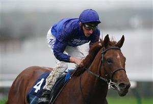 NEWMARKET, ENGLAND - OCTOBER 21: Adam Kirby on board Hurricane Lane (right) on their way to winning the British EBF Future Stayers Novice Stakes at Newmarket Racecourse on October 21, 2020 in Newmarket, England. (Photo by Tim Goode-Pool/Getty Images)