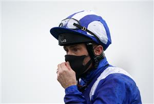 NEWMARKET, ENGLAND - OCTOBER 21: Dane O'Neill after winning the Download The MansionBet App Novice Stakes on Mutasaabeq at Newmarket Racecourse on October 21, 2020 in Newmarket, England. (Photo by Tim Goode - Pool/Getty Images)