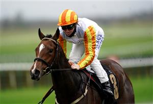 NEWMARKET, ENGLAND - OCTOBER 21: Entwine ridden by Pat Cosgrave wins the Watch And Bet At MansionBet Fillies' Novice Median Auction Stakes at Newmarket Racecourse on October 21, 2020 in Newmarket, England. (Photo by Tim Goode - Pool/Getty Images)