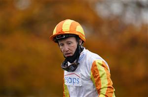NEWMARKET, ENGLAND - OCTOBER 21: Entwine ridden by Pat Cosgrave wins the Watch And Bet At MansionBet Fillies' Novice Median Auction Stakes at Newmarket Racecourse on October 21, 2020 in Newmarket, England. (Photo by Tim Goode - Pool/Getty Images)