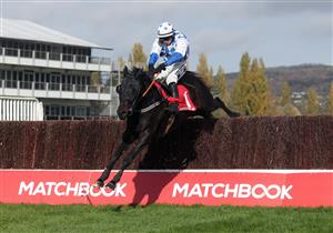 CHELTENHAM, ENGLAND - OCTOBER 23: Doctor Duffy with jockey Jonathan Burke clear a fence during the (Old) Matchbook Better Way To Bet Novices' Chase (GBB Race) at Cheltenham Racecourse on October 23, 2020 in Cheltenham, England. (Photo by David Davies - Pool / Getty Images)