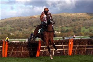 CHELTENHAM, ENGLAND - OCTOBER 23: Faivoir ridden by jockey Harry Skelton on the way to winning the (Old) Catesby Estates Maiden Hurdle (GBB Race) at Cheltenham Racecourse on October 23, 2020 in Cheltenham, England. (Photo by David Davies - Pool / Getty Images)