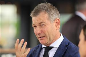 SYDNEY, AUSTRALIA - OCTOBER 24: Kris Lees looks on after The Bopper won race 3 the Brian Crowley Stakes during Sydney Racing at Royal Randwick Racecourse on October 24, 2020 in Sydney, Australia. (Photo by Mark Evans/Getty Images)