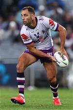 SYDNEY, AUSTRALIA - OCTOBER 25: Cameron Smith of the Storm offloads the ball during the 2020 NRL Grand Final match between the Penrith Panthers and the Melbourne Storm at ANZ Stadium on October 25, 2020 in Sydney, Australia. (Photo by Cameron Spencer/Getty Images)
