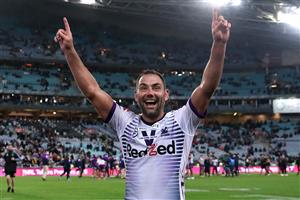 SYDNEY, AUSTRALIA - OCTOBER 25: Cameron Smith of the Storm celebrates after winning the 2020 NRL Grand Final match between the Penrith Panthers and the Melbourne Storm at ANZ Stadium on October 25, 2020 in Sydney, Australia. (Photo by Cameron Spencer/Getty Images)