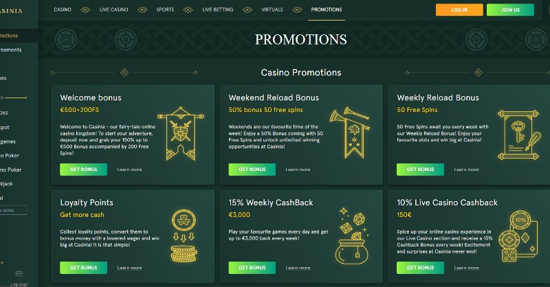 Casinia Promotions
